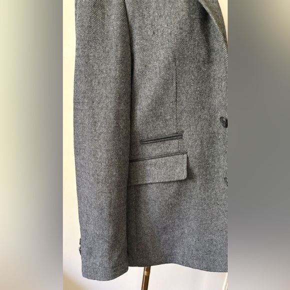 Vintage‎ Black Grey Tweed Wool Oversized Classic Boyfriend Menswear Fit Blazer - Picture 12 of 16
